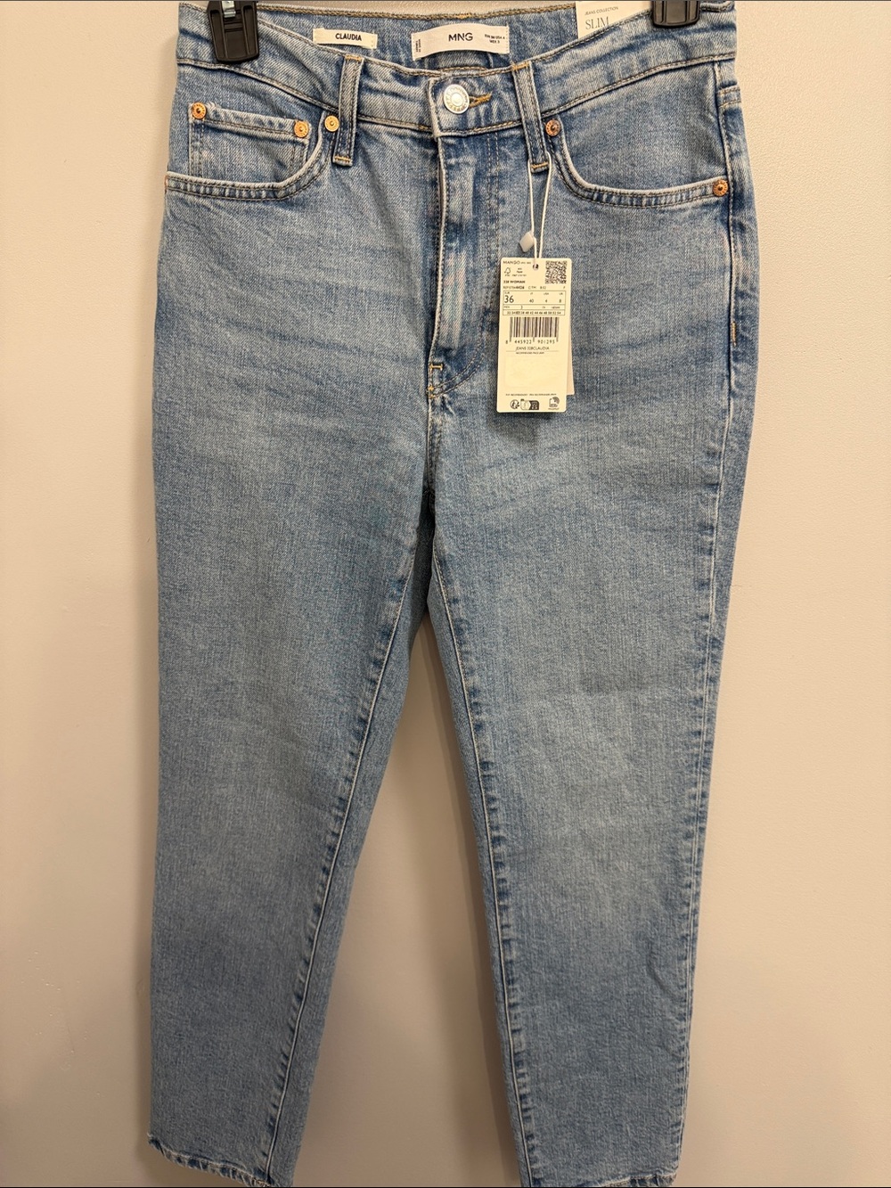 Mango Light Wash High-Rise Ankle Jeans